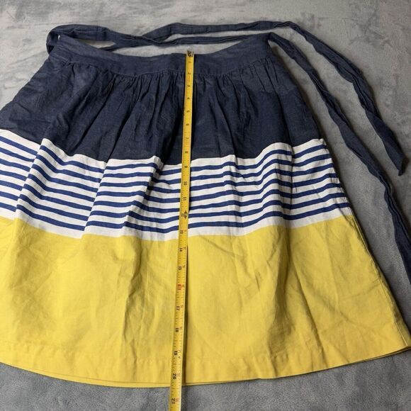 Crown & Ivy Women's Sz 10 Blue Yellow White Striped 100% Cotton A-Line Skirt - Picture 6 of 13